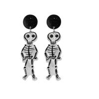Acrylic Jewelry Earring with Zinc Alloy Halloween Jewelry Gift & for woman white and black Sold By Pair