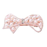 Hair Barrettes Zinc Alloy with Plastic Pearl rose gold color plated & for woman & with rhinestone Sold By PC