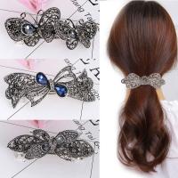 Hair Barrettes, Tibetan Style, gun black plated, different styles for choice & for woman & with rhinestone, 65x25mm, Sold By PC