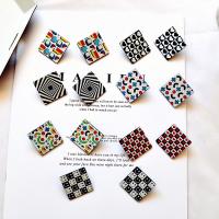 Acrylic Jewelry Earring with Zinc Alloy Square & for woman 40mm Sold By Pair