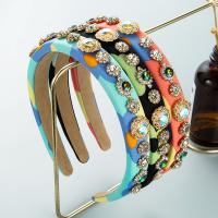 Hair Bands, Cloth, for woman & with rhinestone, more colors for choice, 380x20mm, Sold By PC