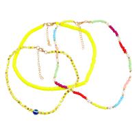 Plastic Pearl Necklace, Tibetan Style, with ABS Plastic Pearl & Resin, with 2.67 extender chain, three pieces & fashion jewelry & for woman, multi-colored, Inner Diameter:Approx 2.67mm, Length:15.67 Inch, Sold By Set
