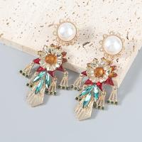Rhinestone Earring Zinc Alloy with ABS Plastic Pearl & Acrylic fashion jewelry & for woman & with rhinestone Sold By Pair