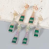 Rhinestone Earring Zinc Alloy with acrylic rhinestone & ABS Plastic Pearl Winebottle fashion jewelry & for woman Sold By Pair