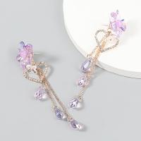 Fashion Fringe Earrings, Tibetan Style, with acrylic rhinestone & Resin, fashion jewelry & for woman, purple, Sold By Pair
