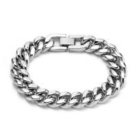 Titanium Steel Bracelet plated curb chain & for man silver color 12mm Length Approx 18 cm Sold By PC