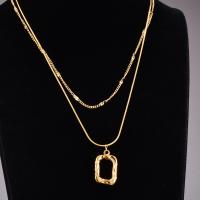Stainless Steel Jewelry Necklace, 316L Stainless Steel, with 6cm extender chain, Geometrical Pattern, gold color plated, Double Layer & oval chain & for woman, gold, 13x20mm, Length:Approx 46 cm, Sold By Set