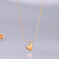 Collier de bijoux en acier inoxydable, acier inoxydable 316L, avec 5cm chaînes de rallonge, coeur, Placage de couleur d'or, pour femme, doré, 10x10mm, Longueur:Environ 40 cm, Vendu par PC