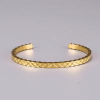 acier inoxydable 316L bracelet manchette, Placage de couleur d'or, pour femme, doré, 58x4mm, Vendu par PC