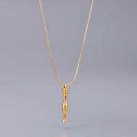 Edelstahl Schmuck Halskette, 316 L Edelstahl, mit Verlängerungskettchen von 5cm, Bambus, goldfarben plattiert, Schlangekette & für Frau, goldfarben, 5x20mm, Länge ca. 45 cm, verkauft von PC