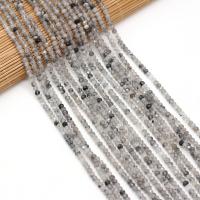 Black Rutilated Quartz Beads, Abacus, natural, DIY & faceted, mixed colors, 3x4mm, Sold Per 38 cm Strand