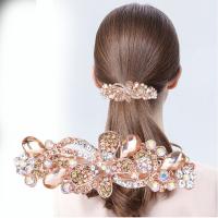 Hair Barrettes Zinc Alloy plated & for woman & with rhinestone Sold By PC
