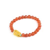 Agate Jewelry Bracelet Yunnan Red Agate with Beeswax & turquoise handmade & for woman 7mm 15.5*11.5*9.5mm 13-15.5cm Sold By Strand