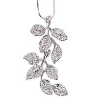Tibetan Style Sweater Chain Necklace, with 2.76inch extender chain, Leaf, platinum plated, Adjustable & fashion jewelry & for woman & with rhinestone, nickel, lead & cadmium free, 75x35mm, Length:29.92 Inch, Sold By PC