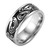 Titanium Steel Finger Ring, vintage & for man, black, Sold By PC