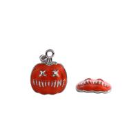 Zinc Alloy Pendant Pumpkin plated Halloween Jewelry Gift & enamel reddish orange Sold By Bag