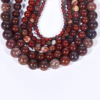 Perles en jaspe bréchique, Corde d'armure, Rond, poli, DIY, couleurs mélangées, Vendu par 38 cm brin
