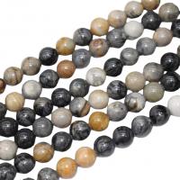 Perles bijoux en pierres gemmes, Jaspe Picasso, Rond, poli, DIY, couleurs mélangées, Vendu par 38 cm brin