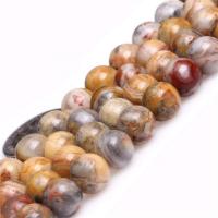 Naturlig Crazy Agate perler, Runde, poleret, du kan DIY, blandede farver, Solgt Per 38 cm Strand