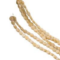 Natural Jade Beads, Jade Yellow, Flat Oval, polished, DIY, yellow, 8x10mm, Sold Per 38 cm Strand