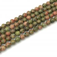Unakit Perlen, Unakite, rund, poliert, DIY, gemischte Farben, verkauft per 38 cm Strang
