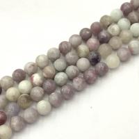 Perles bijoux en pierres gemmes, Perles lilas, Rond, poli, DIY, couleurs mélangées, Vendu par 38 cm brin