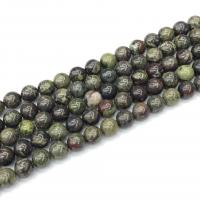 Dragon+Blut+Stein Perle, rund, poliert, DIY, gemischte Farben, verkauft per 38 cm Strang