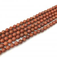 Perles bijoux en pierres gemmes, Jaspe rouge, Rond, poli, DIY, rouge, Vendu par 38 cm brin