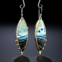 Zinklegierung Ohrringe, mit Künstlich+Opal, plattiert, Modeschmuck & für Frau, 41x11mm, verkauft von Paar