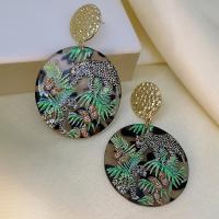 Acrylic Jewelry Earring, Tibetan Style, with Acrylic, plated, fashion jewelry & embossed & for woman, 55x36mm, Sold By Pair