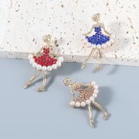 Tibetan Style Brooches, with ABS Plastic Pearl, Dancing Girl, fashion jewelry & for woman & with rhinestone, more colors for choice, Sold By PC