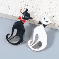 Tibetan Style Brooches, Cat, fashion jewelry & for woman & enamel & with rhinestone, more colors for choice, Sold By PC