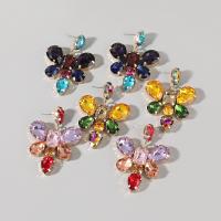 Rhinestone Earring Zinc Alloy Butterfly fashion jewelry & for woman & with glass rhinestone Sold By Pair