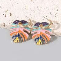 Tibetan Style Drop Earrings, Leaf, fashion jewelry & for woman & enamel, more colors for choice, Sold By Pair