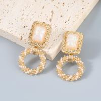 Zinc Alloy Drop Earrings with ABS Plastic Pearl & Resin fashion jewelry & for woman golden Sold By Pair