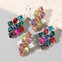 Rhinestone Earring, Tibetan Style, fashion jewelry & for woman & with glass rhinestone, more colors for choice, Sold By Pair