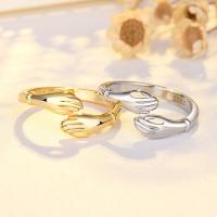 Mässing Cuff finger ring, Hand, plated, mode smycken & för kvinna, fler färger för val, 16.50x9.80mm, Säljs av PC