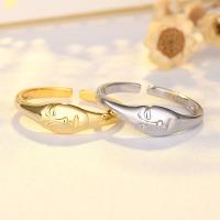 Brass Cuff Finger Ring, Face, plated, fashion jewelry & for woman, more colors for choice, 6.80x2mm, Sold By PC