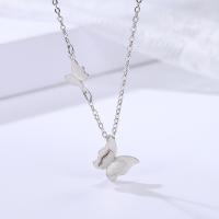 Brass Necklace, with 5cm extender chain, Butterfly, polished, rolo chain & for woman, silver color, nickel, lead & cadmium free, 13mm, Length:Approx 15.75 Inch, Sold By PC