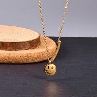 Stainless Steel Jewelry Necklace 316L Stainless Steel with 5cm extender chain Smiling Face gold color plated round link chain & for woman golden Length Approx 43 cm Sold By PC