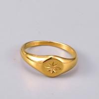 Палец кольцо из нержавеющей стали, Нержавеющая сталь 316, плакирован золотом, разный размер для выбора & Женский, Золотой, продается PC
