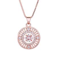 Cubic Zircon Micro Pave Brass Necklace, with Cubic Zirconia, with 5cm extender chain, Geometrical Pattern, plated, box chain & for woman, more colors for choice, nickel, lead & cadmium free, 13x13mm, Length:Approx 40 cm, Sold By PC