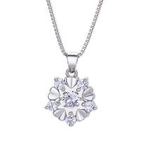 Cubic Zircon Micro Pave Brass Necklace, with Cubic Zirconia, with 5cm extender chain, Snowflake, plated, box chain & for woman, more colors for choice, nickel, lead & cadmium free, 12x12mm, Length:Approx 40 cm, Sold By PC