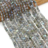Natural Labradorite Beads, Flat Round, DIY & faceted, mixed colors, 6mm, Sold Per 38 cm Strand