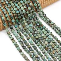 Turquoise Beads, African Turquoise, Flat Round, natural, DIY & faceted, mixed colors, 6mm, Sold Per 38 cm Strand