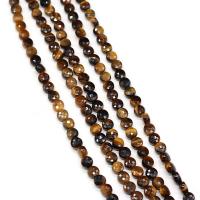 Tigerauge Perlen, flache Runde, natürlich, DIY & facettierte, gemischte Farben, 6mm, verkauft per 38 cm Strang