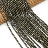 Natural Golden Pyrite Beads, Abacus, DIY & faceted, silver color, 3x4mm, Sold Per 38 cm Strand