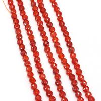 Φυσικά Χάντρες Red Agate, Flat Γύρος, DIY & πολύπλευρη, κόκκινος, 6mm, Sold Per 38 cm Strand
