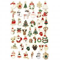 Cink ötvözet Christmas Medálok, arany színű aranyozott, Karácsonyi design & zománc & strasszos, sokszínű, 12-30mm, 45PC-k/Set, Által értékesített Set