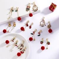 Christmas Earrings Zinc Alloy with Plastic Pearl gold color plated Christmas Design & for woman & enamel Sold By Pair